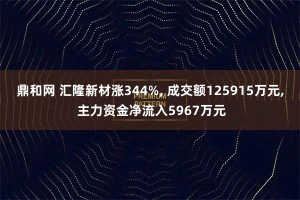 鼎和网 汇隆新材涨344%, 成交额125915万元, 主力资金净流入5967万元